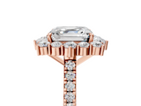 Rose gold Asscher Halo Diamond Ring with Pavé Band and Prong Setting_28