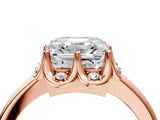 Rose gold Asscher Halo Diamond Ring with Round Cluster Setting, Solitaire Band, and Four-Prong Setting_40