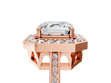 Rose gold Asscher Halo Diamond Ring with Split Shank and Four-Prong Setting_11