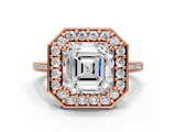 Rose gold Asscher Halo Diamond Ring with Split Shank and Four-Prong Setting_6