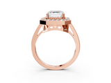 Rose gold Asscher Halo Diamond Ring with Split Shank and Four-Prong Setting_9