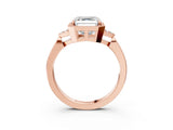 Rose gold Asscher Halo Diamond Ring with Tapered Band and Four-Prong Setting_6