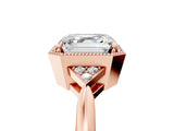 Rose gold Asscher Halo Diamond Ring with Tapered Band and Four-Prong Setting_8