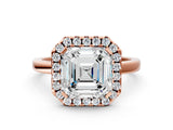 Rose gold Asscher Halo Diamond Solitaire with Pavé Band and Four-Prong Setting_12