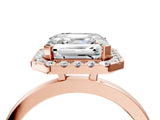 Rose gold Asscher Halo Diamond Solitaire with Pavé Band and Four-Prong Setting_16