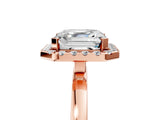 Rose gold Asscher Halo Diamond Solitaire with Pavé Band and Four-Prong Setting_17
