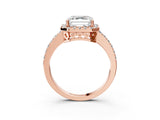 Rose gold Asscher Halo Diamond Solitaire with Pavé Band and Four-Prong Setting_43