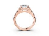 Rose gold Asscher Halo Diamond Split Shank Engagement Ring with Prong Setting_60