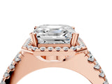 Rose gold Asscher Halo Diamond Split Shank Engagement Ring with Prong Setting_61