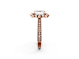 Rose gold Asscher Halo Milgrain Pave Diamond Ring with Four-Prong Setting 4