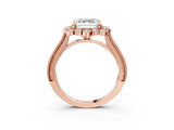Rose gold Asscher Halo Milgrain Pave Diamond Ring with Four-Prong Setting 5