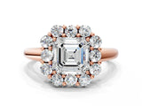 Rose gold Asscher Halo Milgrain Solitaire with Bezel Set Side Stones and Pave Band_33