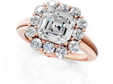 Rose gold Asscher Halo Milgrain Solitaire with Bezel Set Side Stones and Pave Band_34