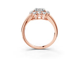 Rose gold Asscher Halo Milgrain Solitaire with Bezel Set Side Stones and Pave Band_36