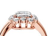 Rose gold Asscher Halo Milgrain Solitaire with Bezel Set Side Stones and Pave Band_37