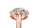 Rose gold Asscher Halo Milgrain Solitaire with Bezel Set Side Stones and Pave Band_38