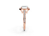 Rose gold Asscher Halo Pavé Diamond Engagement Ring with Bezel Setting_47