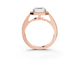 Rose gold Asscher Halo Pavé Diamond Engagement Ring with Bezel Setting_48