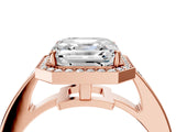 Rose gold Asscher Halo Pavé Diamond Engagement Ring with Bezel Setting_49