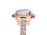 Rose gold Asscher Halo Pavé Diamond Engagement Ring with Bezel Setting_50