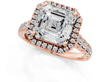 Rose gold Asscher Halo Pavé Diamond Engagement Ring with Four-Prong Setting_27