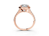 Rose gold Asscher Halo Pavé Diamond Engagement Ring with Four-Prong Setting_29