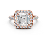 Rose gold Asscher Halo Pavé Diamond Engagement Ring with Four-Prong Setting_3