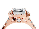 Rose gold Asscher Halo Pavé Diamond Engagement Ring with Four-Prong Setting_30