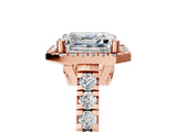 Rose gold Asscher Halo Pavé Diamond Engagement Ring with Four-Prong Setting_31