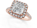 Rose gold Asscher Halo Pavé Diamond Engagement Ring with Four-Prong Setting_4