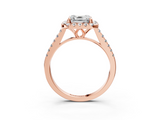 Rose gold Asscher Halo Pavé Diamond Engagement Ring with Four-Prong Setting_6