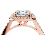 Rose gold Asscher Halo Pavé Diamond Engagement Ring with Four-Prong Setting_7