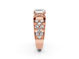 Rose gold Asscher Halo Pave Diamond Engagement Ring with Milgrain Detailing_54