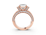 Rose gold Asscher Halo Pave Diamond Engagement Ring with Milgrain Detailing_55