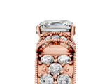 Rose gold Asscher Halo Pave Diamond Engagement Ring with Milgrain Detailing_57