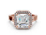 Rose gold Asscher Halo Pave Split Shank Prong Setting Ring_27