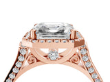 Rose gold Asscher Halo Pave Split Shank Prong Setting Ring_31