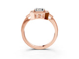 Rose gold Asscher Halo Round Diamond Milgrain Pave Engagement Ring_12