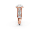 Rose gold Asscher Halo Round Diamond Pave Band with Prong Setting 2