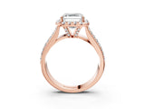 Rose gold Asscher Halo Round Diamond Pave Band with Prong Setting 3