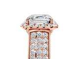 Rose gold Asscher Halo Round Diamond Pave Band with Prong Setting 5