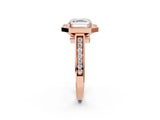 Rose gold Asscher Halo Solitaire Diamond Ring with Pave Band and Bezel Setting_54