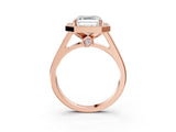 Rose gold Asscher Halo Solitaire Diamond Ring with Pave Band and Bezel Setting_55