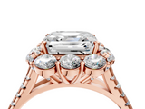 Rose gold Asscher Halo Split Shank Diamond Engagement Ring with Pave Band and Four-Prong Setting_26