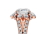Rose gold Asscher Halo Split Shank Diamond Engagement Ring with Pave Band and Four-Prong Setting_27