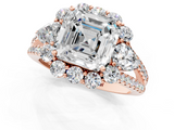 Rose gold Asscher Halo Split Shank Diamond Engagement Ring with Prong Setting_24