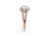 Rose gold Asscher Halo Split Shank Diamond Engagement Ring with Prong Setting_25
