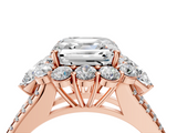 Rose gold Asscher Halo Split Shank Diamond Engagement Ring with Prong Setting_27