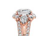Rose gold Asscher Halo Split Shank Diamond Engagement Ring with Prong Setting_28