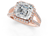 Rose gold Asscher Halo Split Shank Diamond Ring with Four-Prong Setting_24